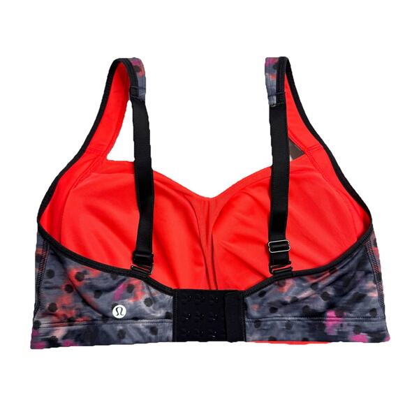 Lululemon Ta Ta Tamer III Sports Bra 36DD WBRP/ALRM Red/Gray/Purple Polka Dots - Picture 2 of 12